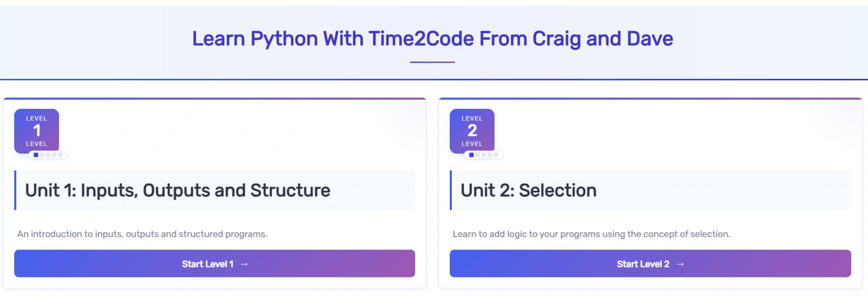 levels Time2Code levels on Go Code It
